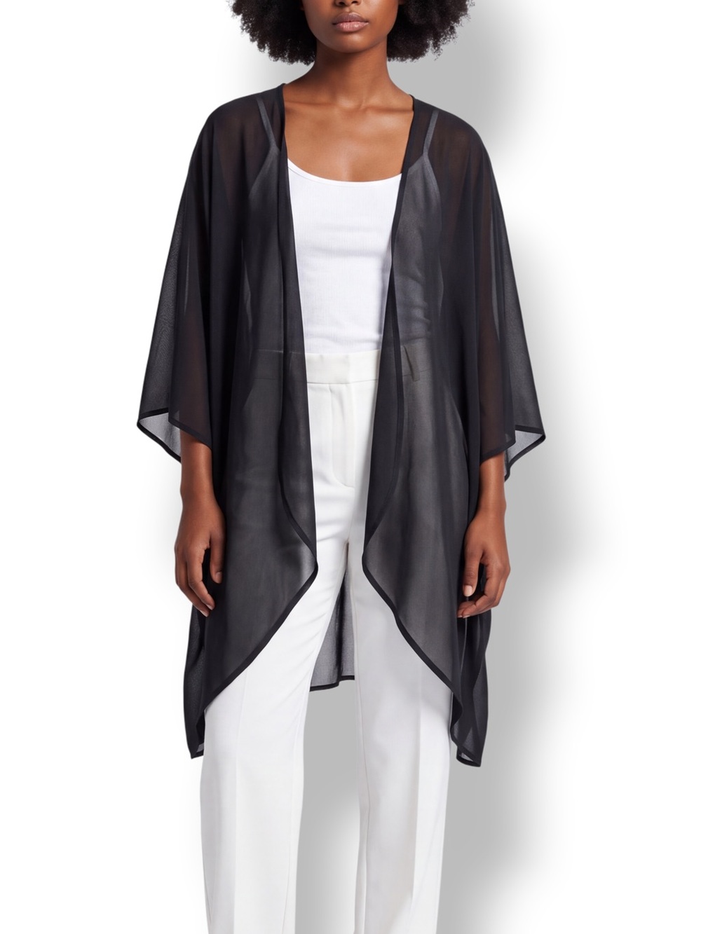 4/$20 Nordstrom Black Sheer Chiffon Open Front Kimono Blouse One Size